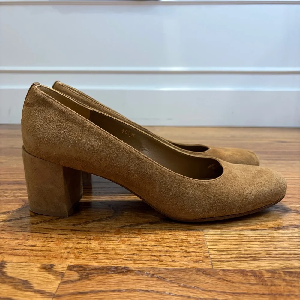 Margaux "The Heel" Suede Block Heel Pumps - Picture 2 of 7